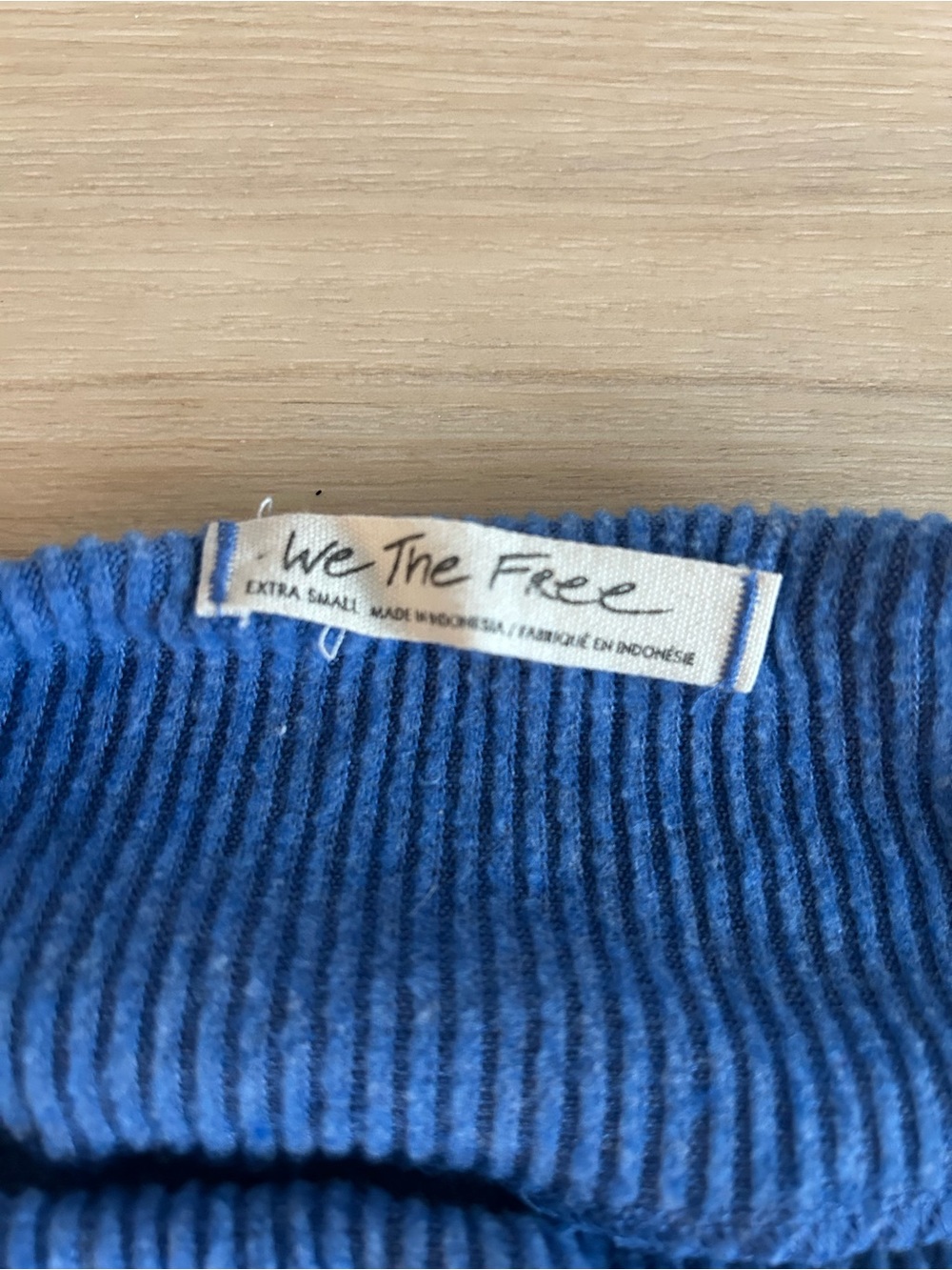 Free People We the Free Blue Long Sleeve Hacci Top - Picture 2 of 8